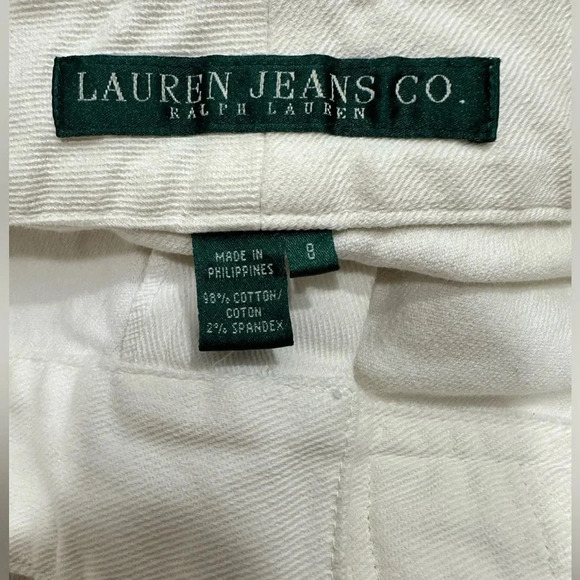 Lauren Jeans Co. White Cotton Stretch Jeans pants SZ 8 Buckle Accent - Picture 9 of 16